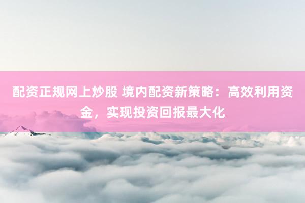 配资正规网上炒股 境内配资新策略：高效利用资金，实现投资回报最大化